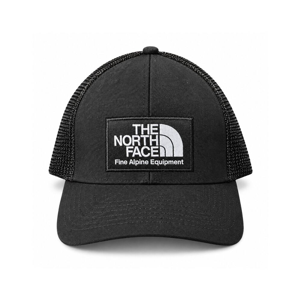 The North Face Fitted Trucker Hat Black S/M Flexfit NWT NF0A8A2D